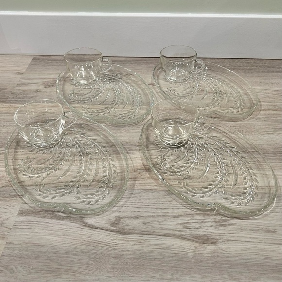 Vintage 1950s 8pc Federal Glass Homestead Snack Set Cups Plates Original Box - Picture 3 of 10
